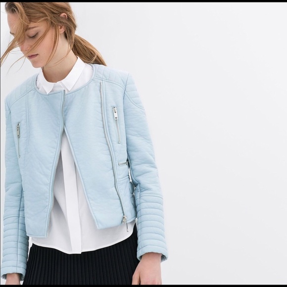 zara light blue jacket